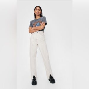 Nasty Gal Seam Detail High Waisted Slit Straight Jeans‎